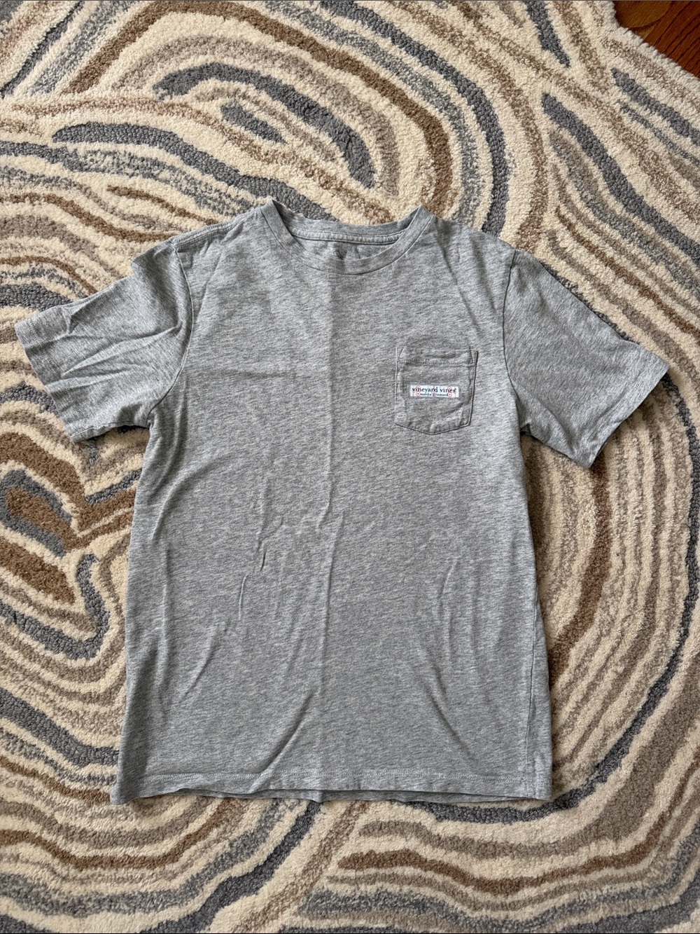 Vineyard Vines Heather Gray Pocket Tee with Logo Patch